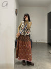 YANYAN KNITS 24 Autumn and Winter Lambswool Knitted Plaid Skirt YYK-YYW24-1321-HONG Red